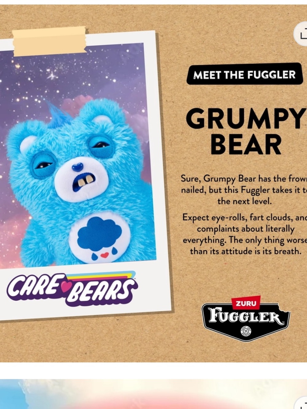 Fuggler x Care Bear Grumpy Bear 9 inch - Picture 5 of 7
